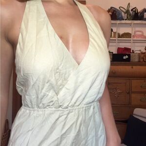 Forever 21 Cream Backless Halter Dress